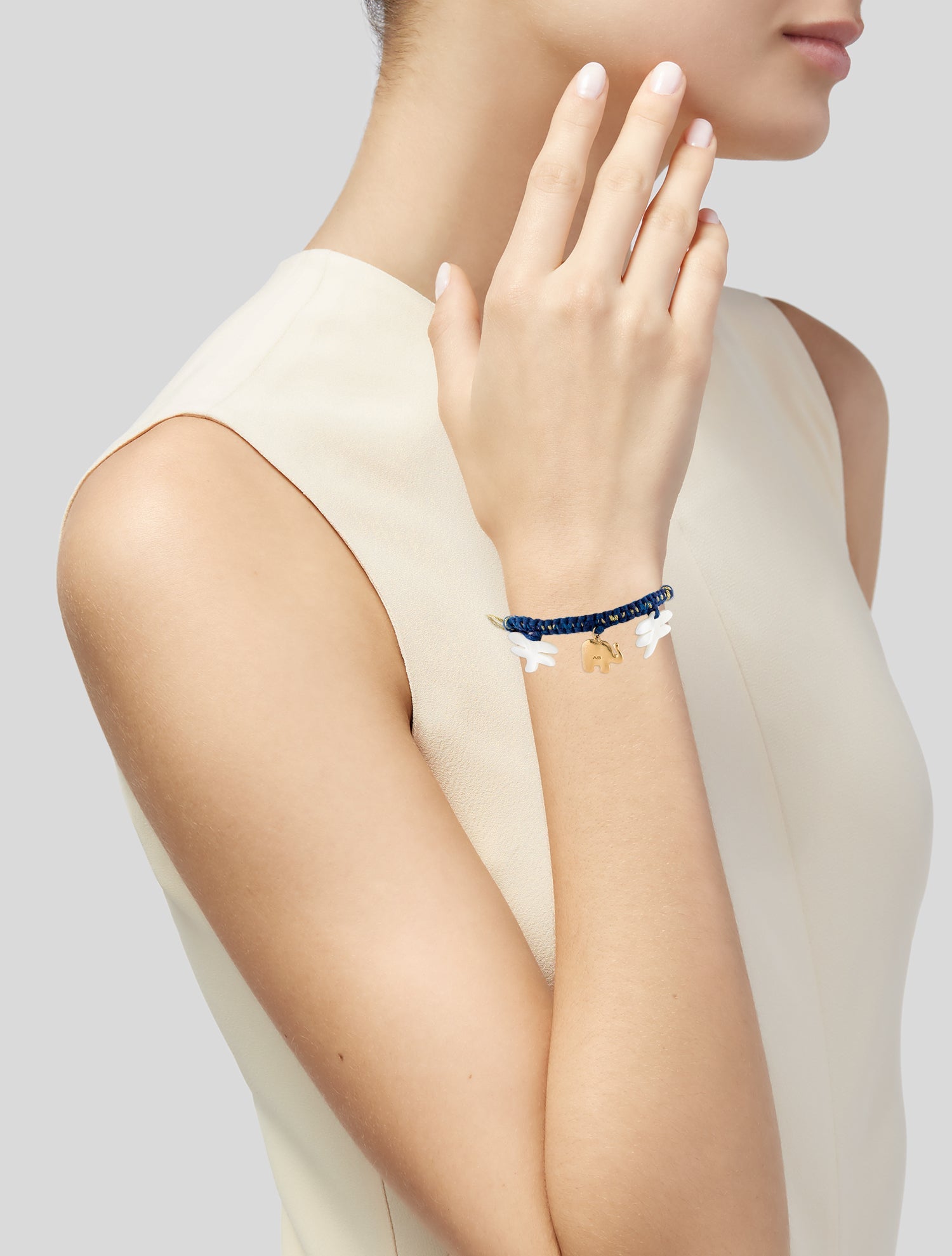 Aurélie Bidermann Faux Pearl & Elephant Charm Bracelet
