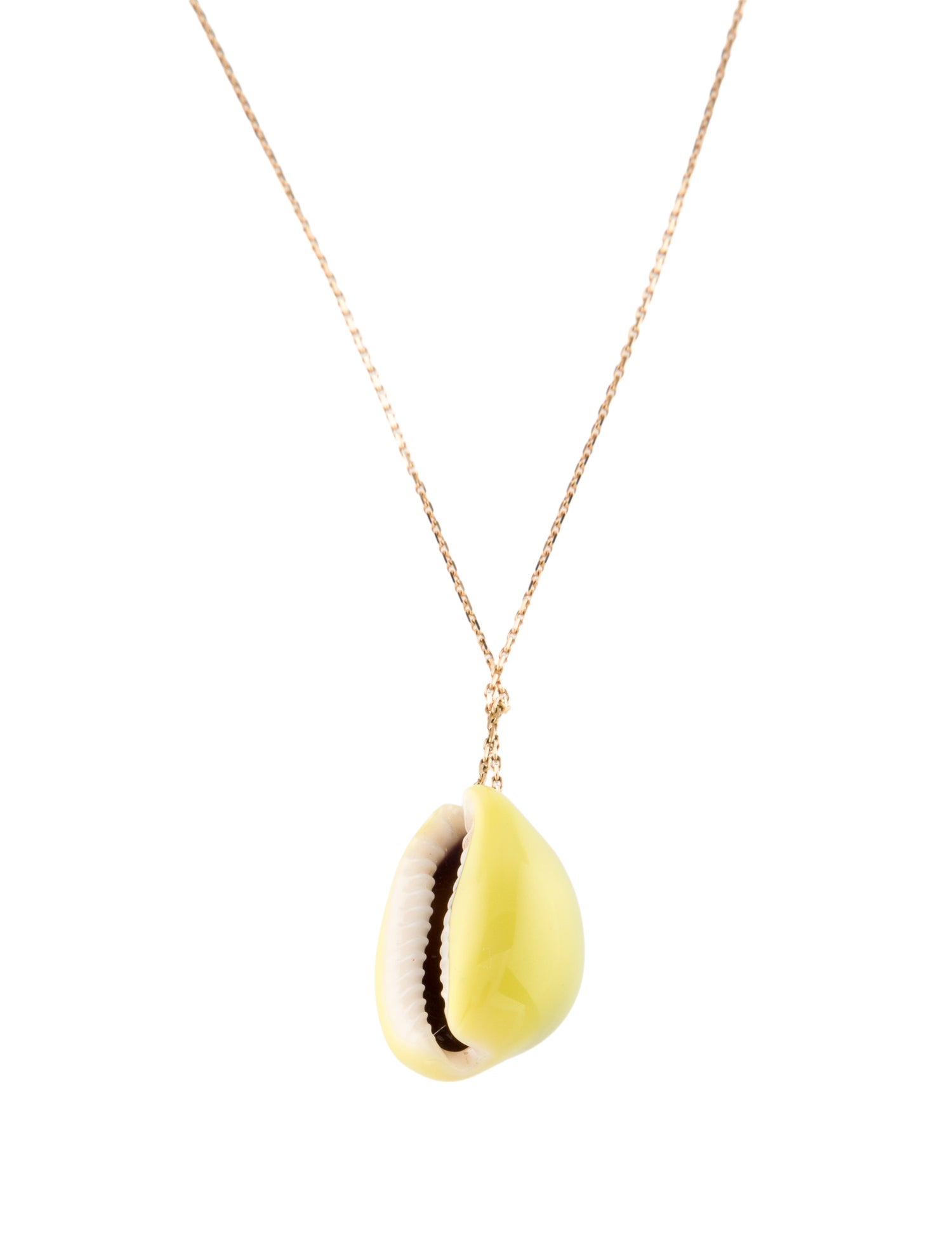 Aurélie Bidermann Merco Jaune Lacquered Shell Pendant Necklace