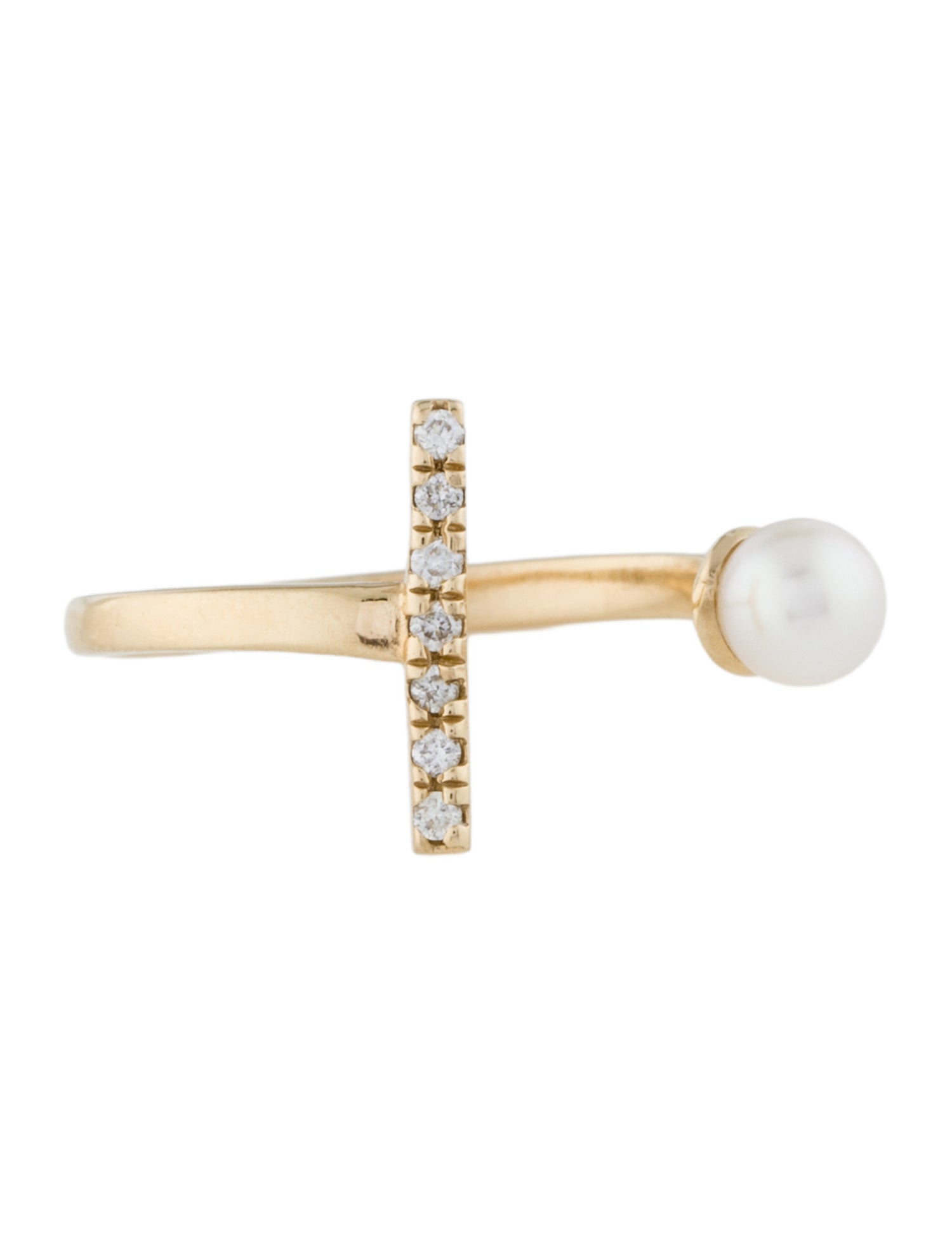 Aurate 14K Pearl & Diamond Open Cocktail Ring