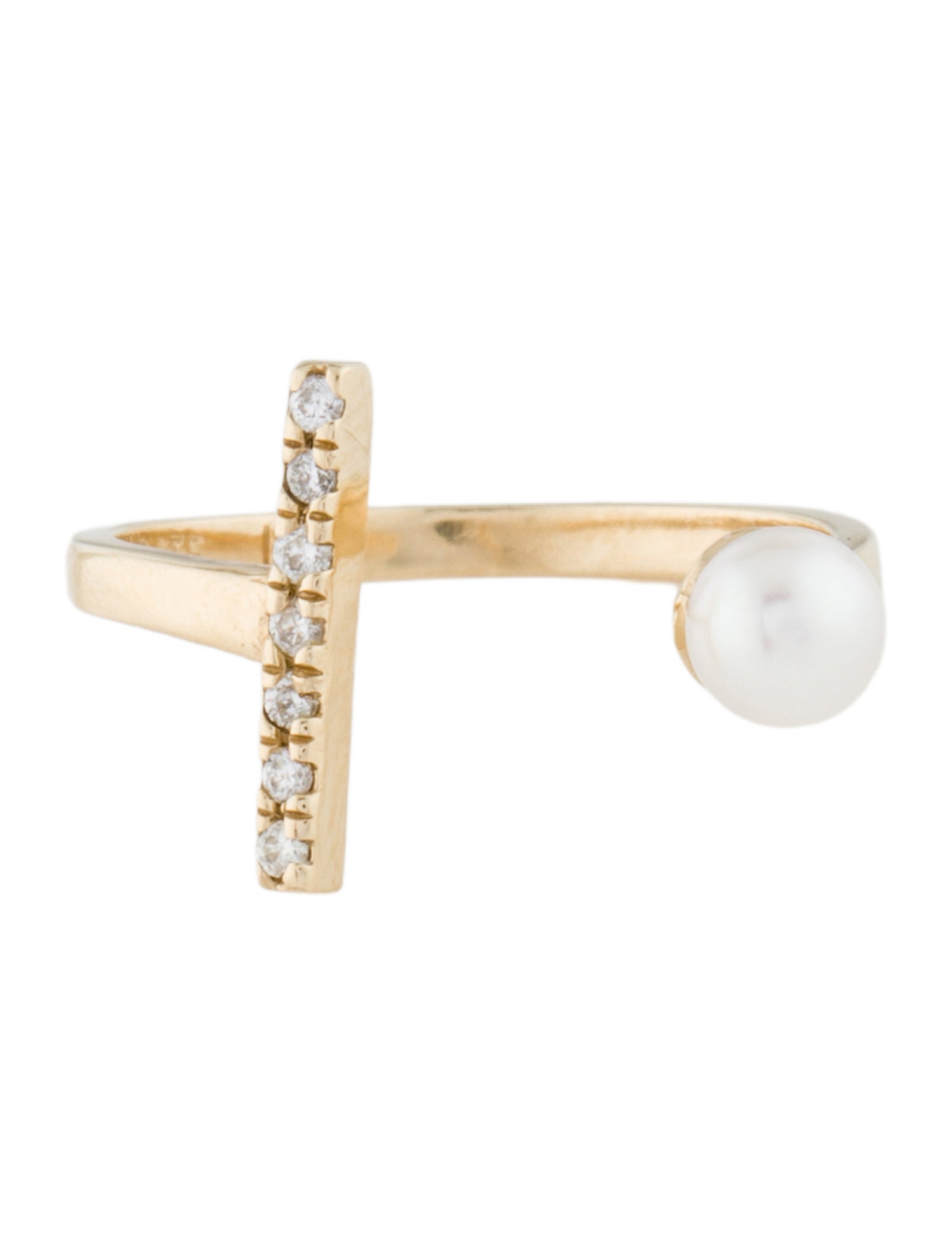 Aurate 14K Pearl & Diamond Open Cocktail Ring