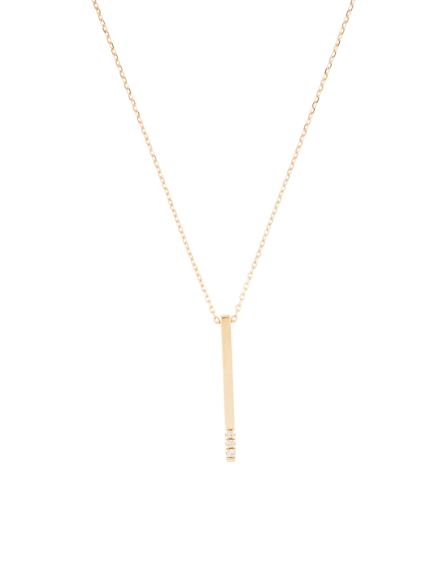 Aurate 14K Diamond Short Gold Bar Drop Necklace