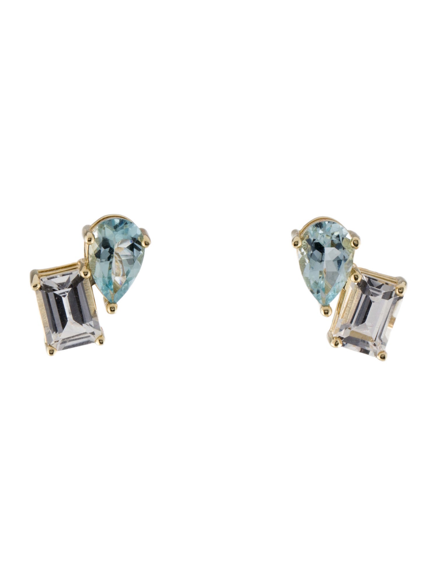Aurate 14K Topaz & Aquamarine Toi et Moi Stud Earrings