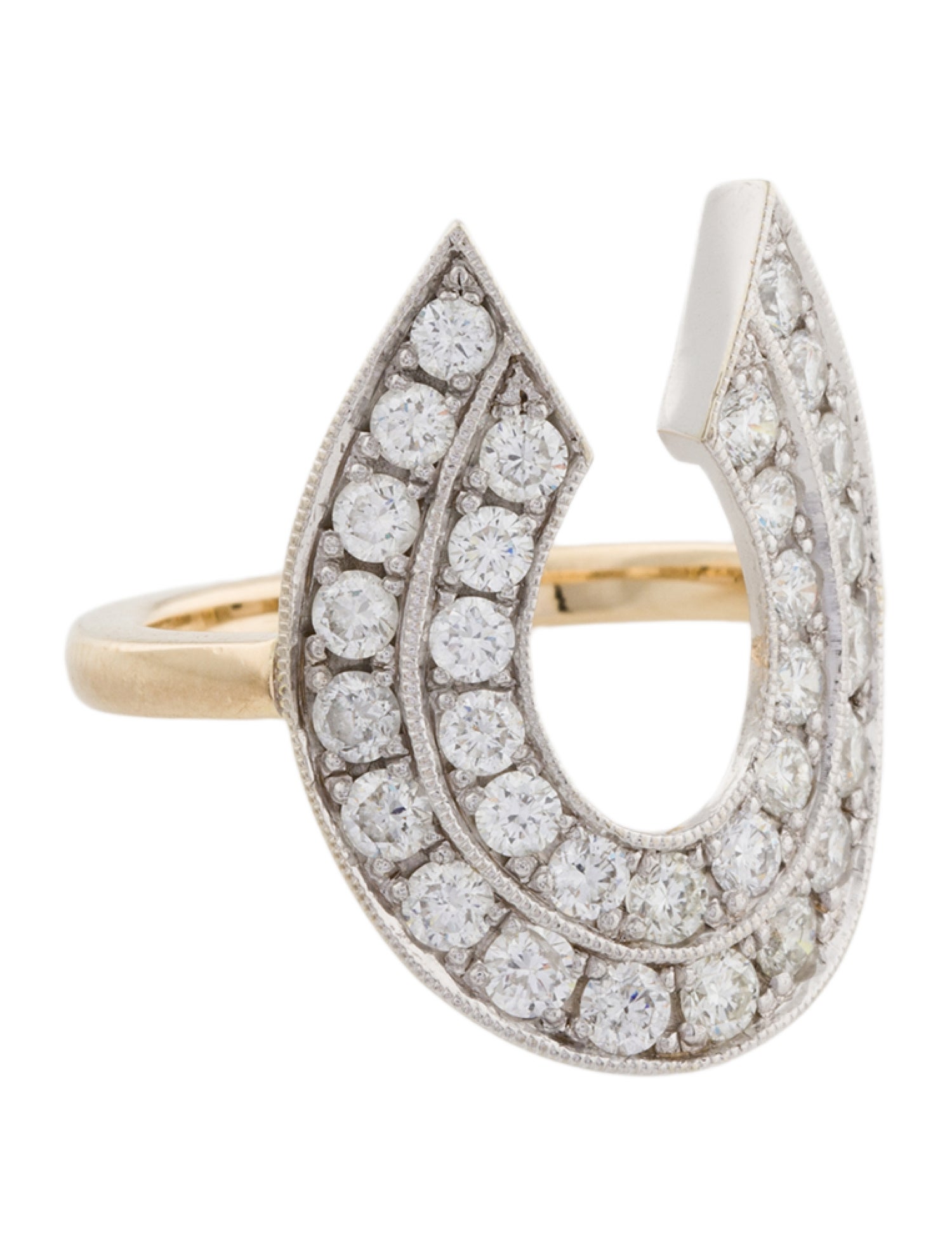 Auroro 14K 1.70ctw Diamond Rich Strike Horseshoe Cocktail Ring