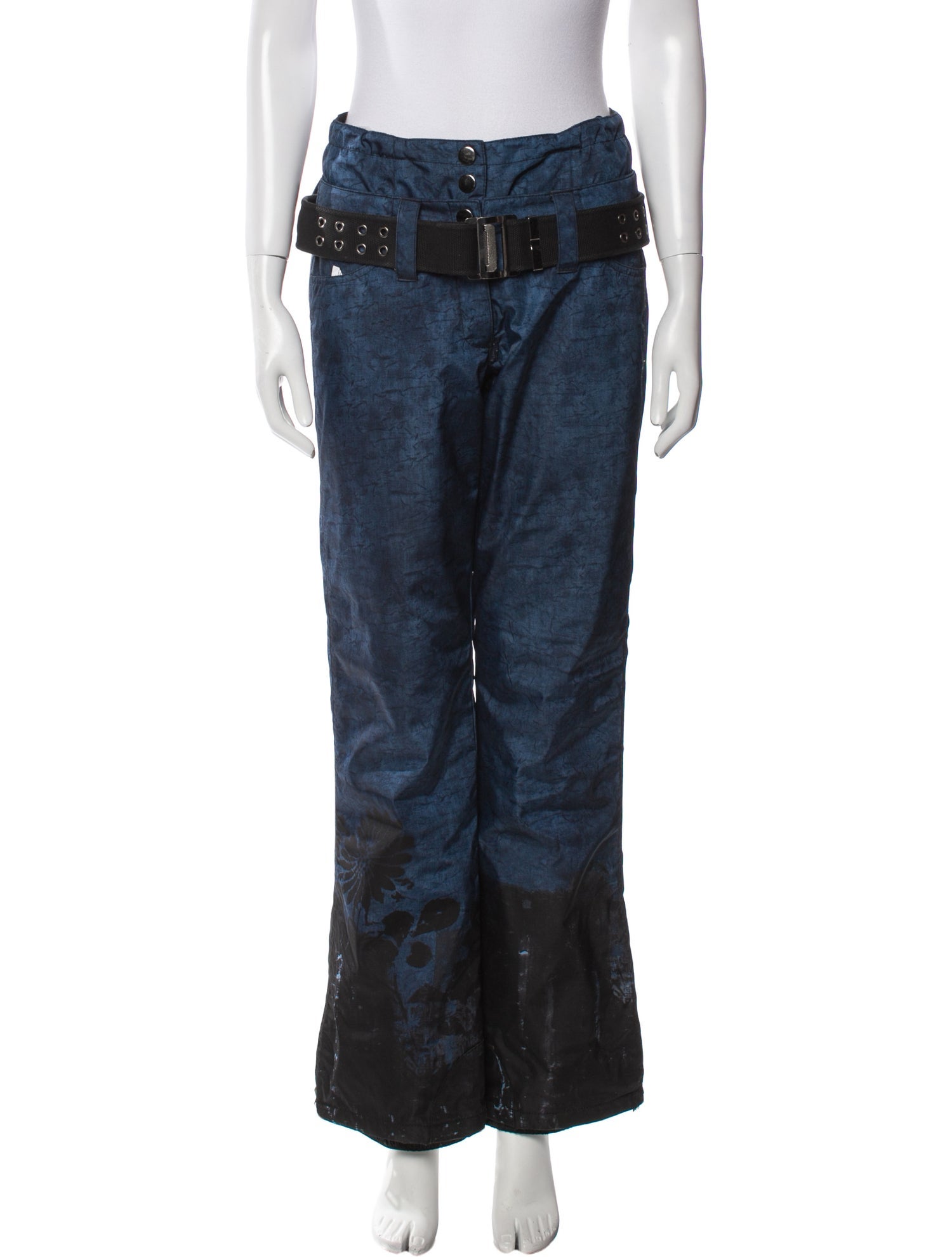 Authier Printed Wide Leg Pants Blue, 10" Rise Pants, Clothing