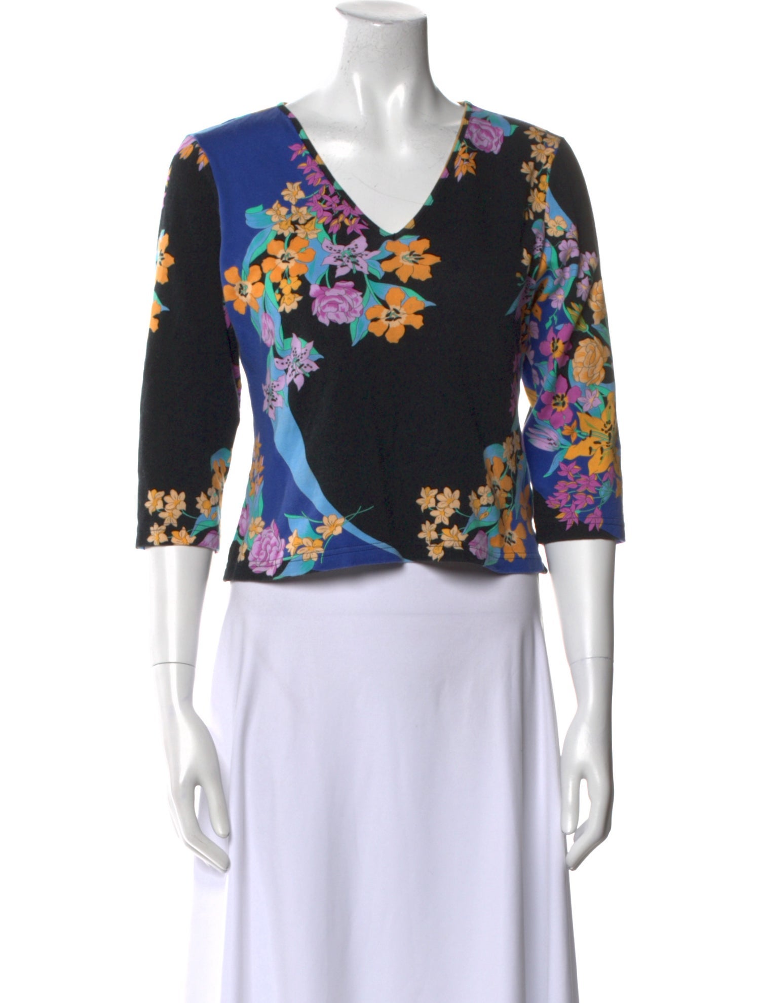 Averardo Bessi Floral Print V-Neck Crop Top