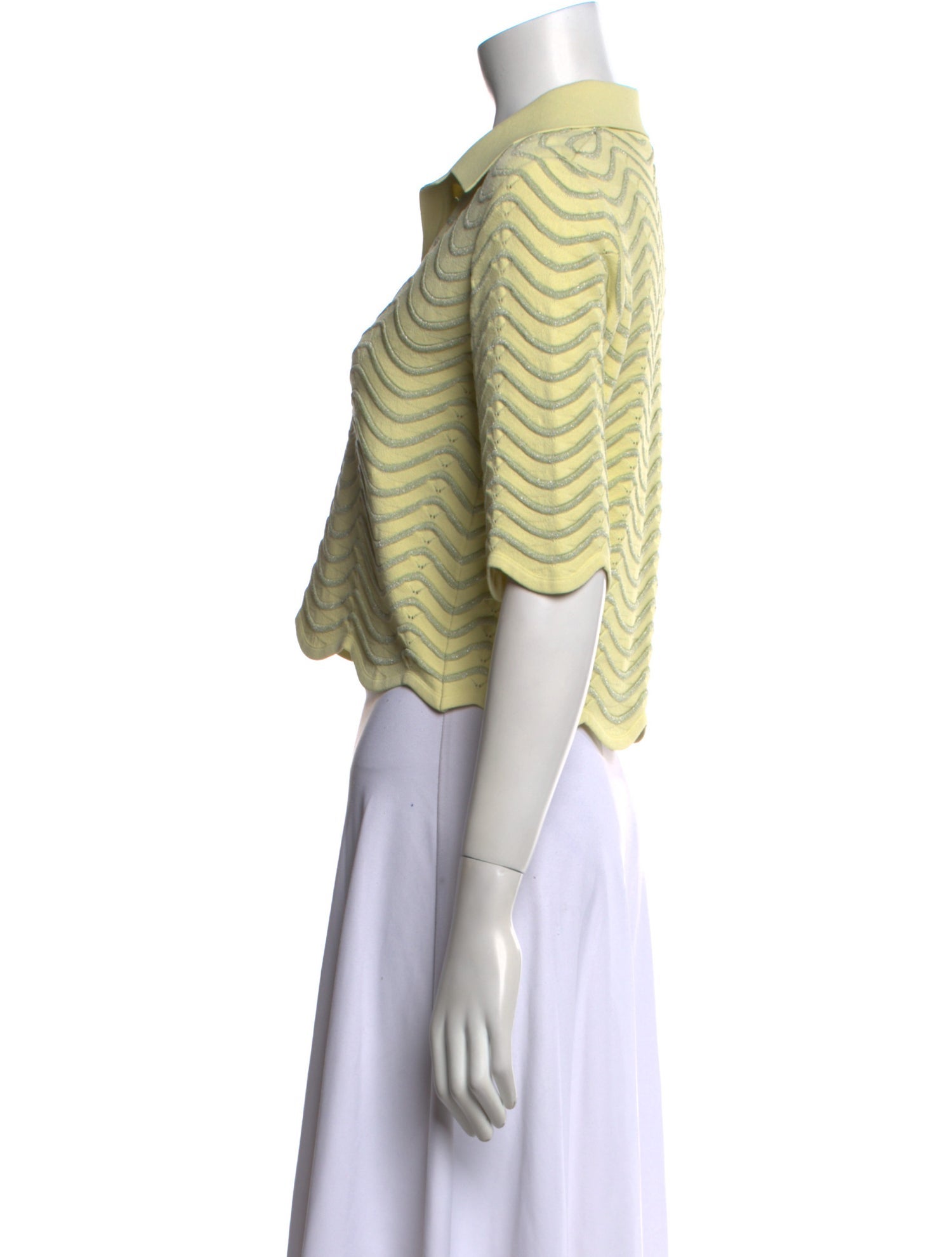 Antonino Valenti Striped Three-Quarter Sleeve Crop Top