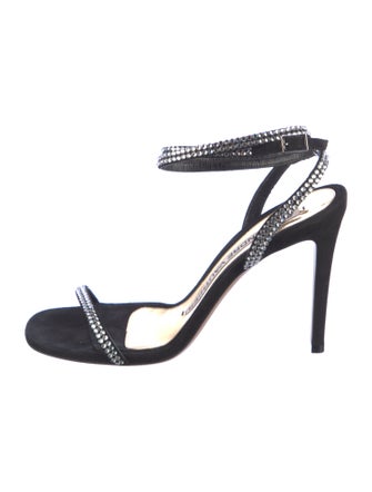 Alexandre Vauthier Suede Crystal Embellishments Sandals