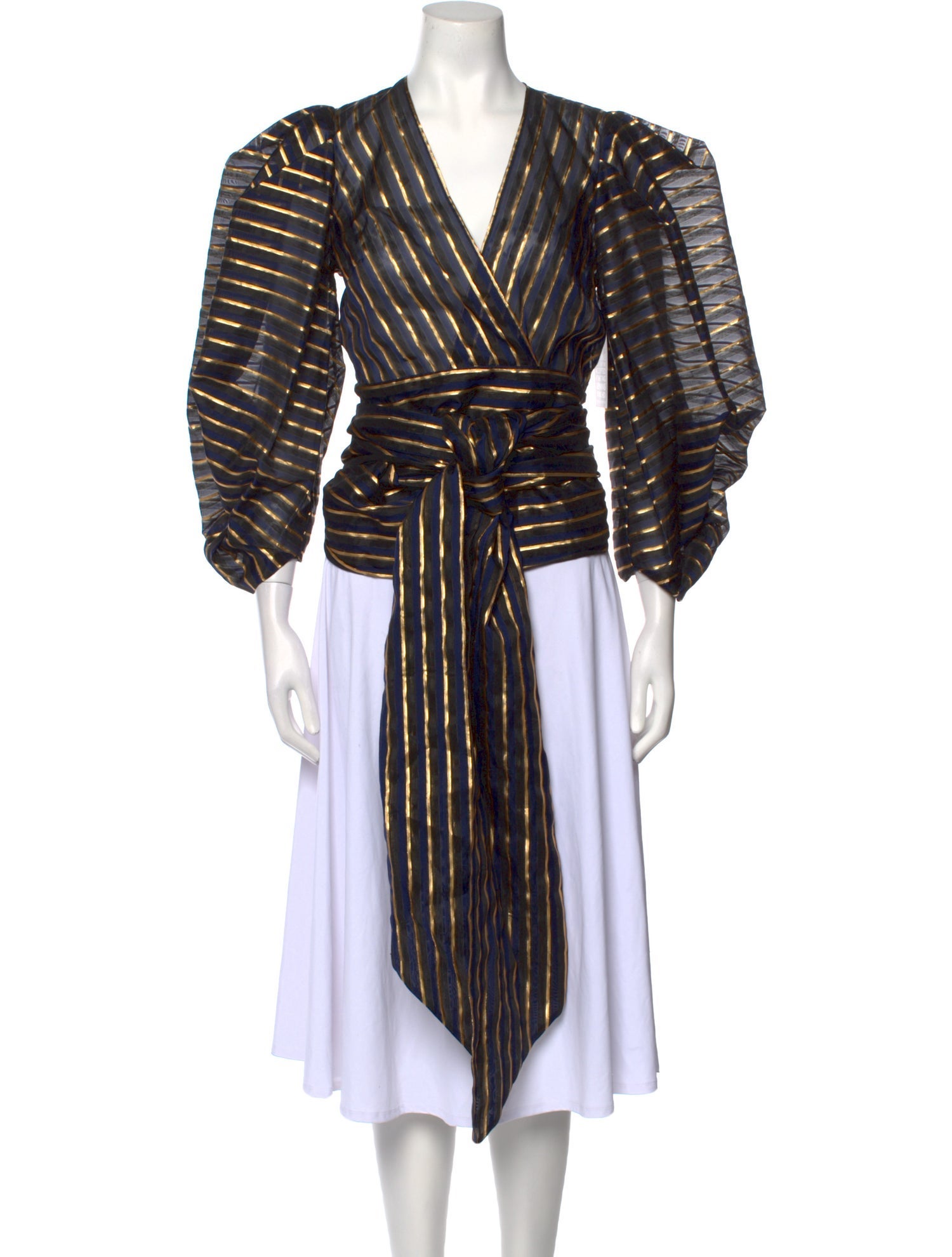 Alexandre Vauthier Striped V-Neck Blouse w/ Tags