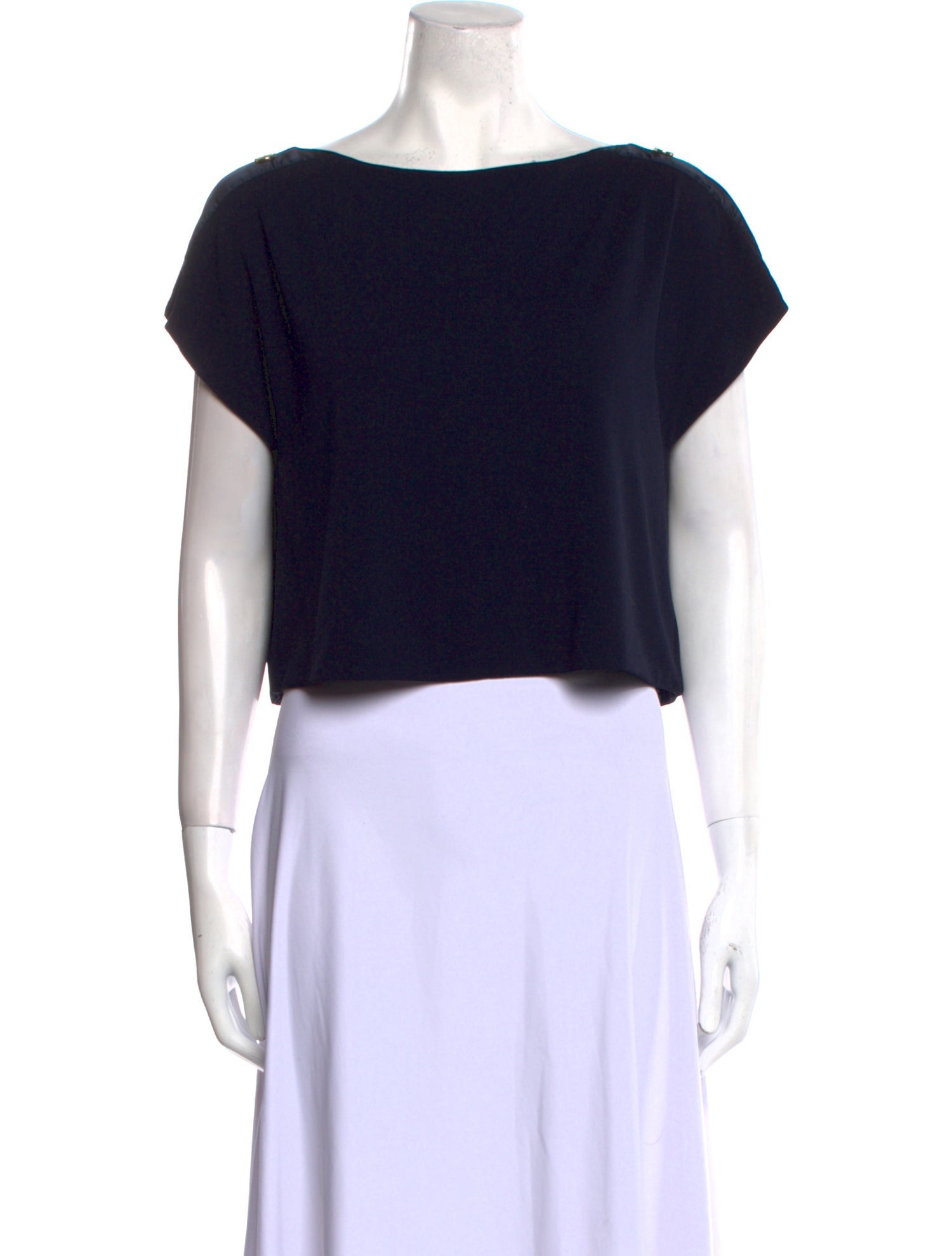 Alexandre Vauthier Bateau Neckline Short Sleeve Crop Top