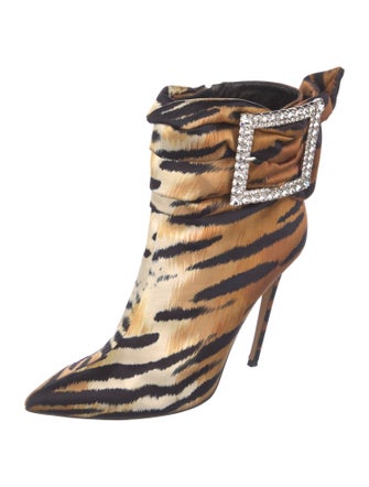 Alexandre Vauthier Satin Animal Print Boots