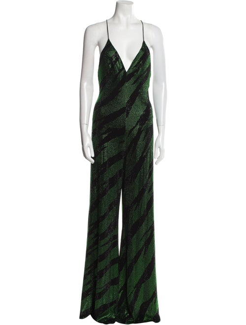 Alexandre Vauthier Printed Plunge Neckline Jumpsuit