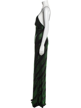 Alexandre Vauthier Printed Plunge Neckline Jumpsuit