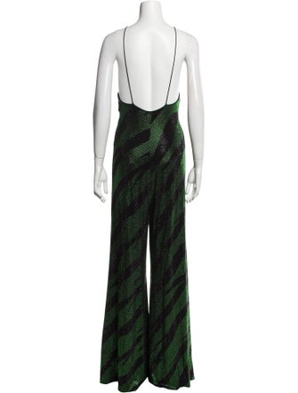 Alexandre Vauthier Printed Plunge Neckline Jumpsuit