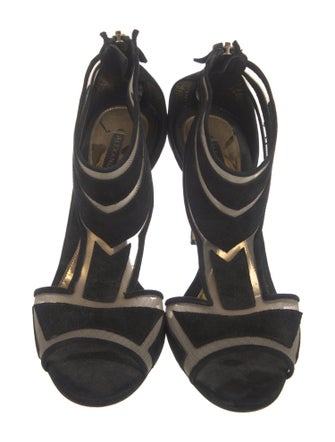Alexandre Vauthier Mesh Colorblock Pattern Sandals