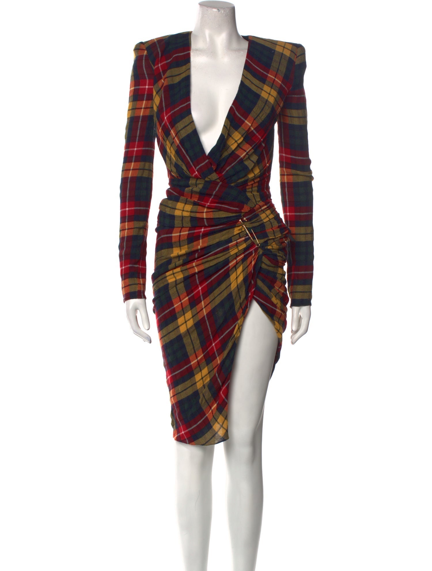 Alexandre Vauthier Plaid Print Knee-Length Dress