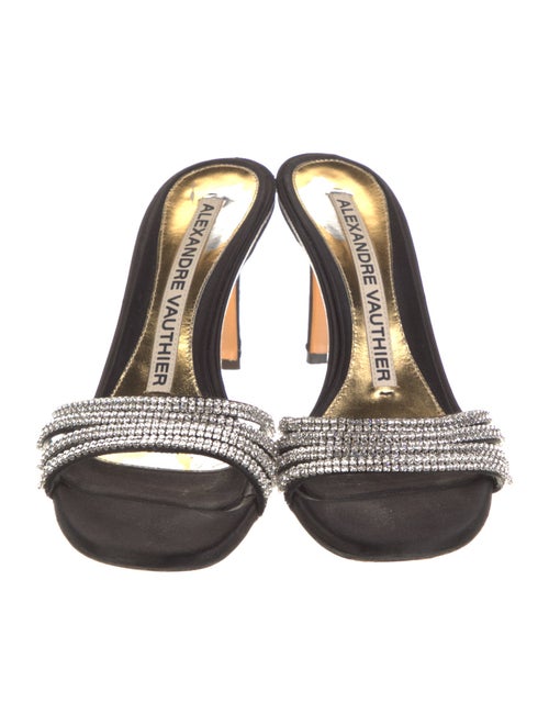 Alexandre Vauthier Satin Crystal Embellishments Slides