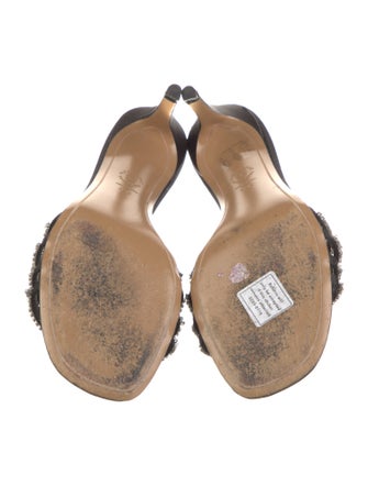 Alexandre Vauthier Satin Crystal Embellishments Slides