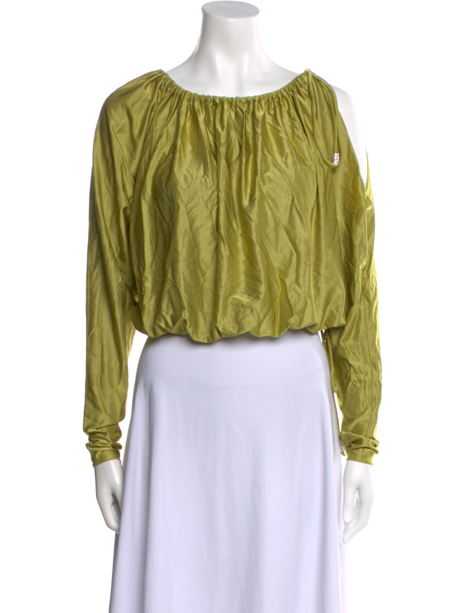 Alexandre Vauthier Bateau Neckline Long Sleeve Crop Top