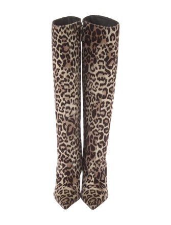 Alexandre Vauthier Velvet Animal Print Boots
