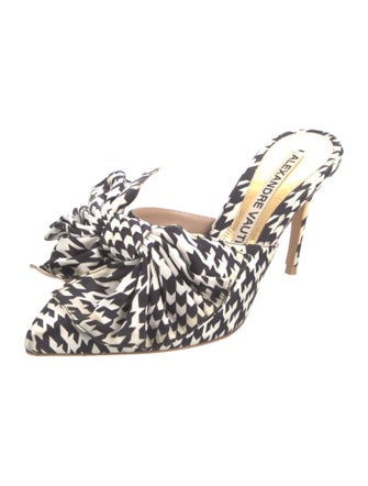 Alexandre Vauthier Satin Houndstooth Print Mules