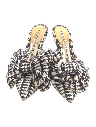 Alexandre Vauthier Satin Houndstooth Print Mules