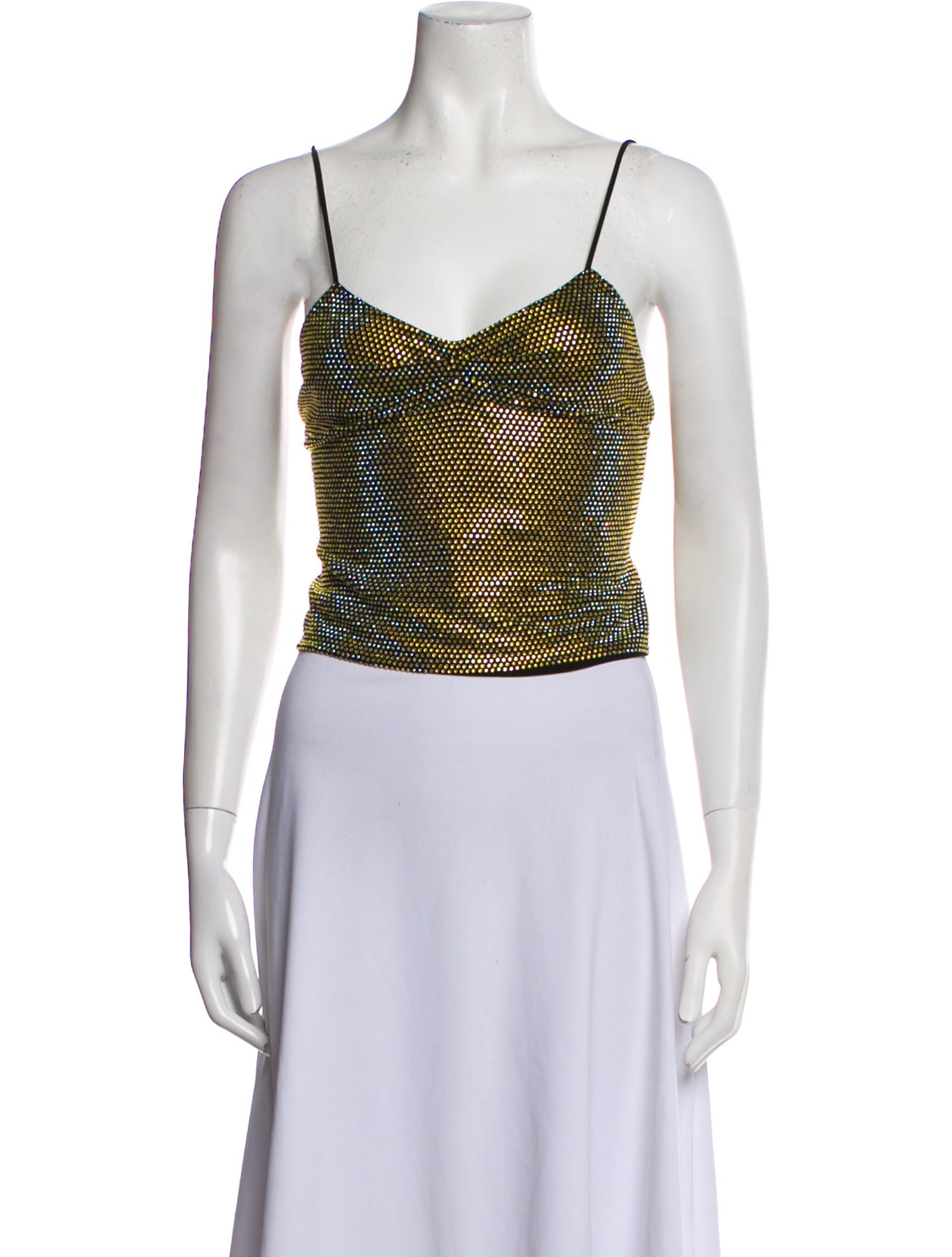 Alexandre Vauthier Printed V-Neck Crop Top