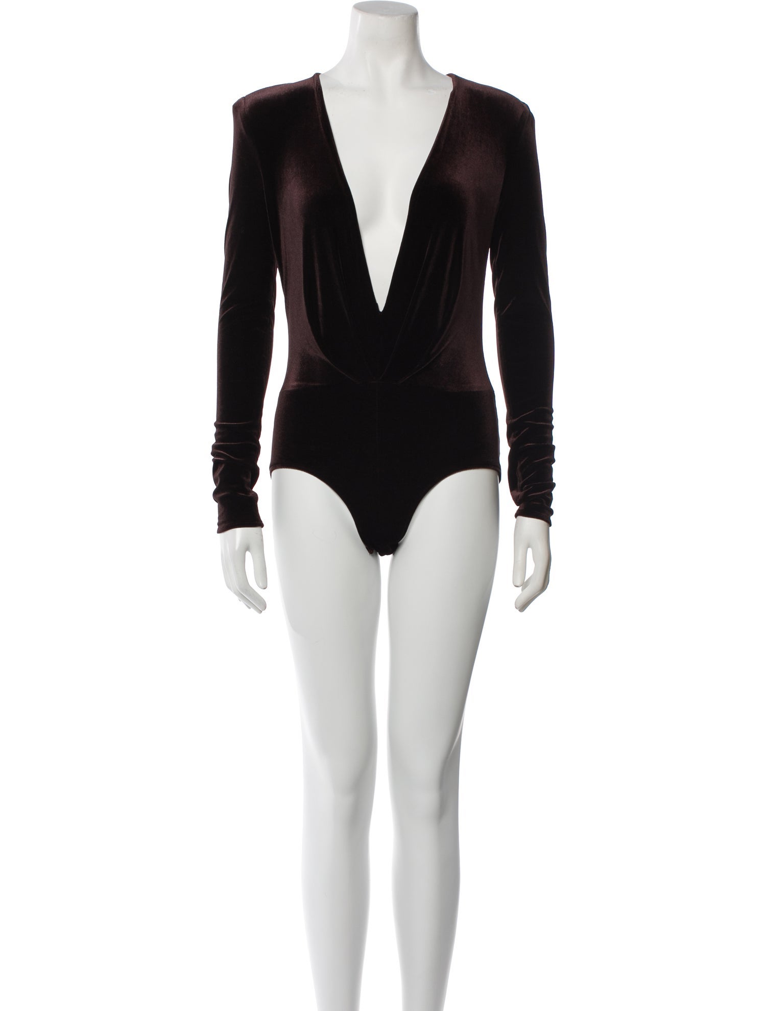 Alexandre Vauthier Plunge Neckline Long Sleeve Bodysuit