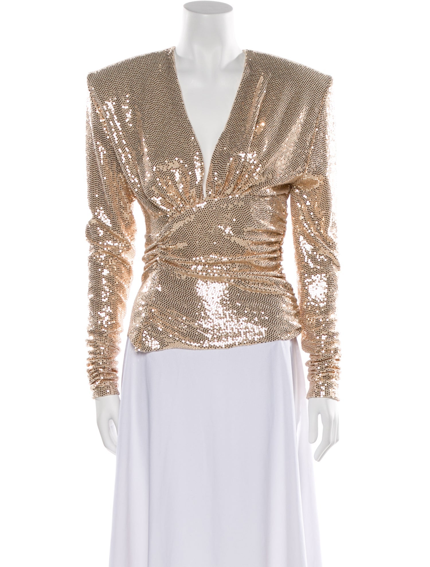 Alexandre Vauthier V-Neck Long Sleeve Top