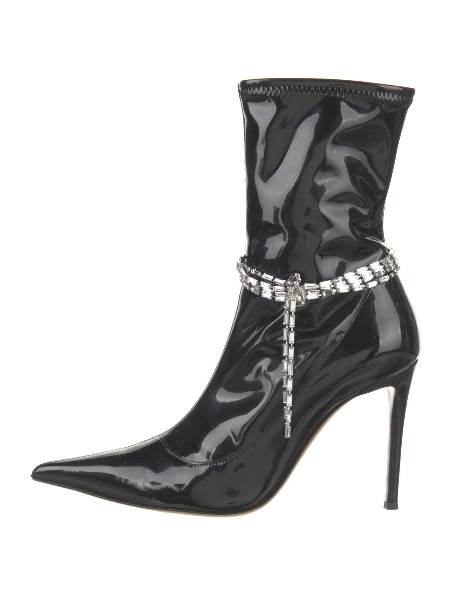 Alexandre Vauthier Patent Leather Crystal Embellishments Boots