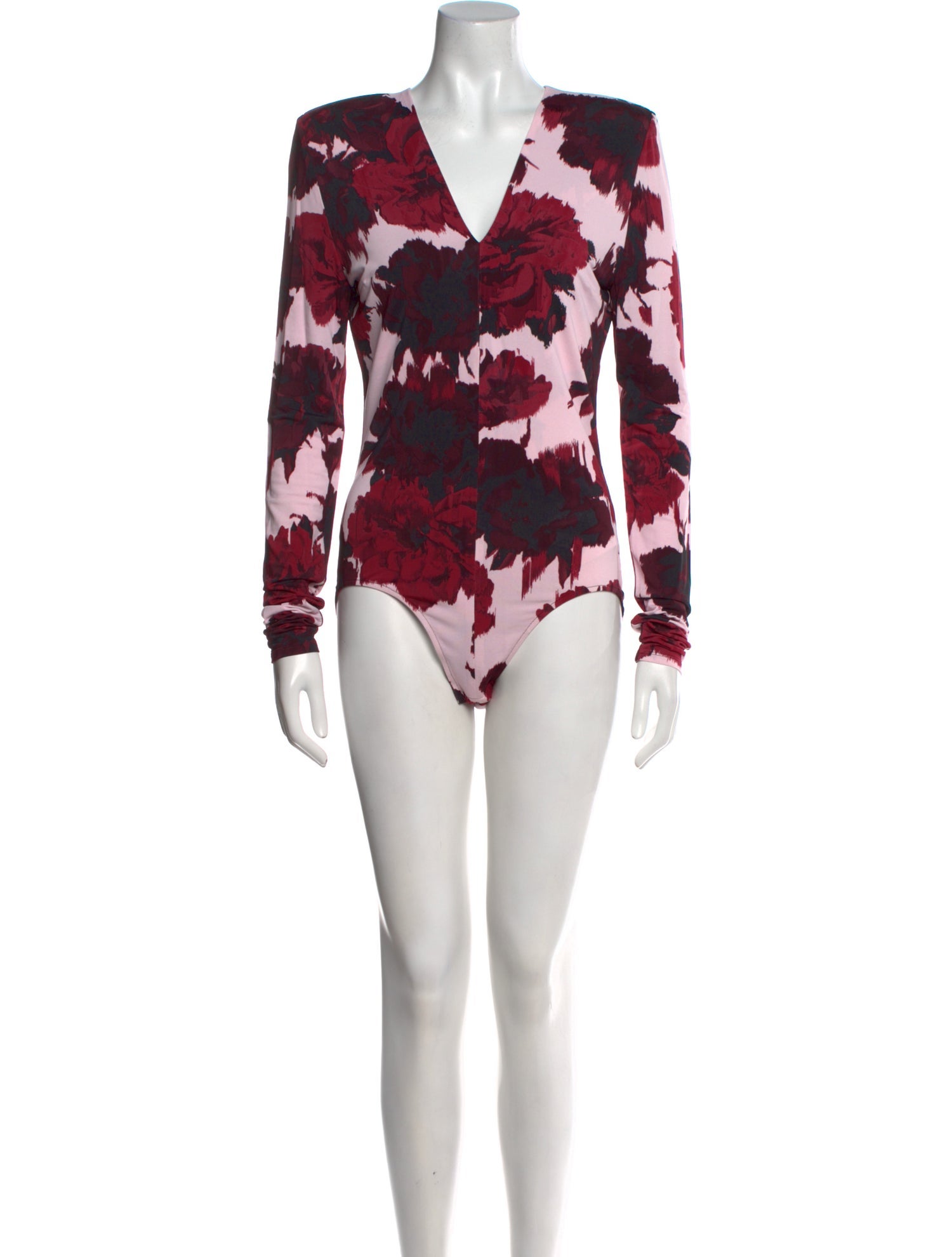 Alexandre Vauthier Floral Print V-Neck Bodysuit
