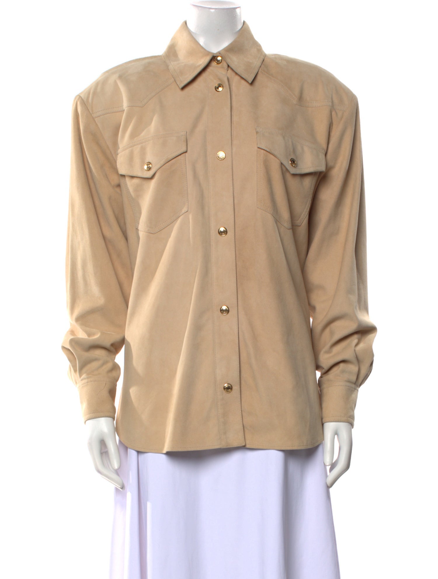 Alexandre Vauthier Leather Long Sleeve Button-Up Top w/ Tags