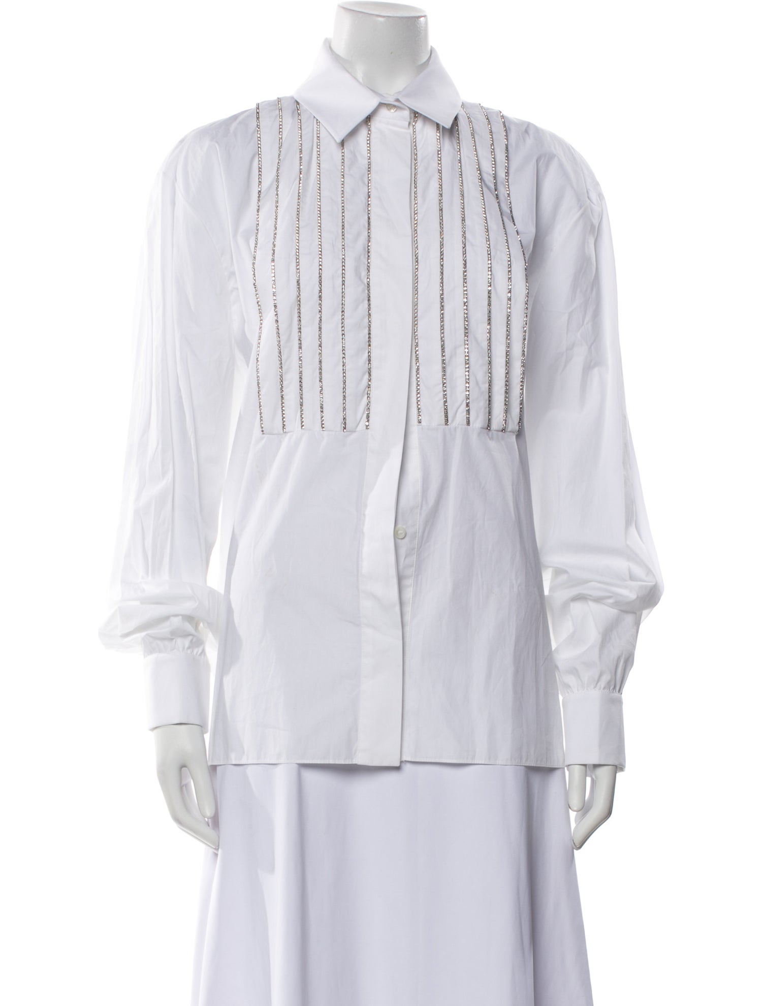 Alexandre Vauthier Striped Long Sleeve Button-Up Top