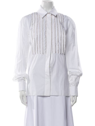Alexandre Vauthier Striped Long Sleeve Button-Up Top