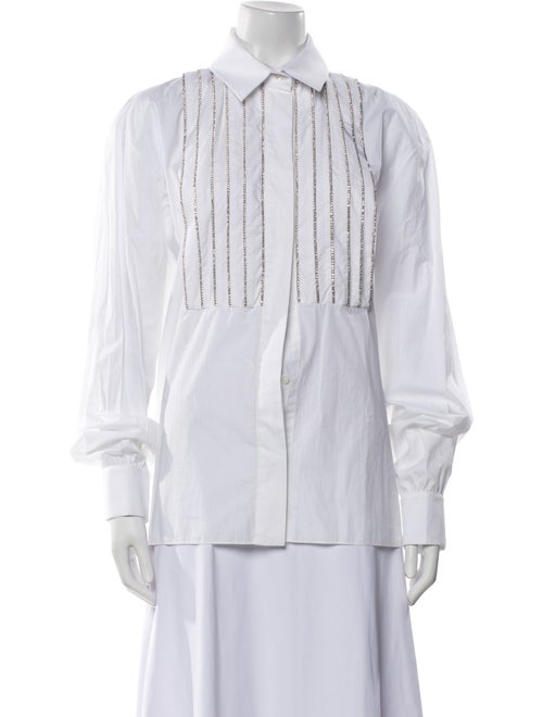 Alexandre Vauthier Striped Long Sleeve Button-Up Top