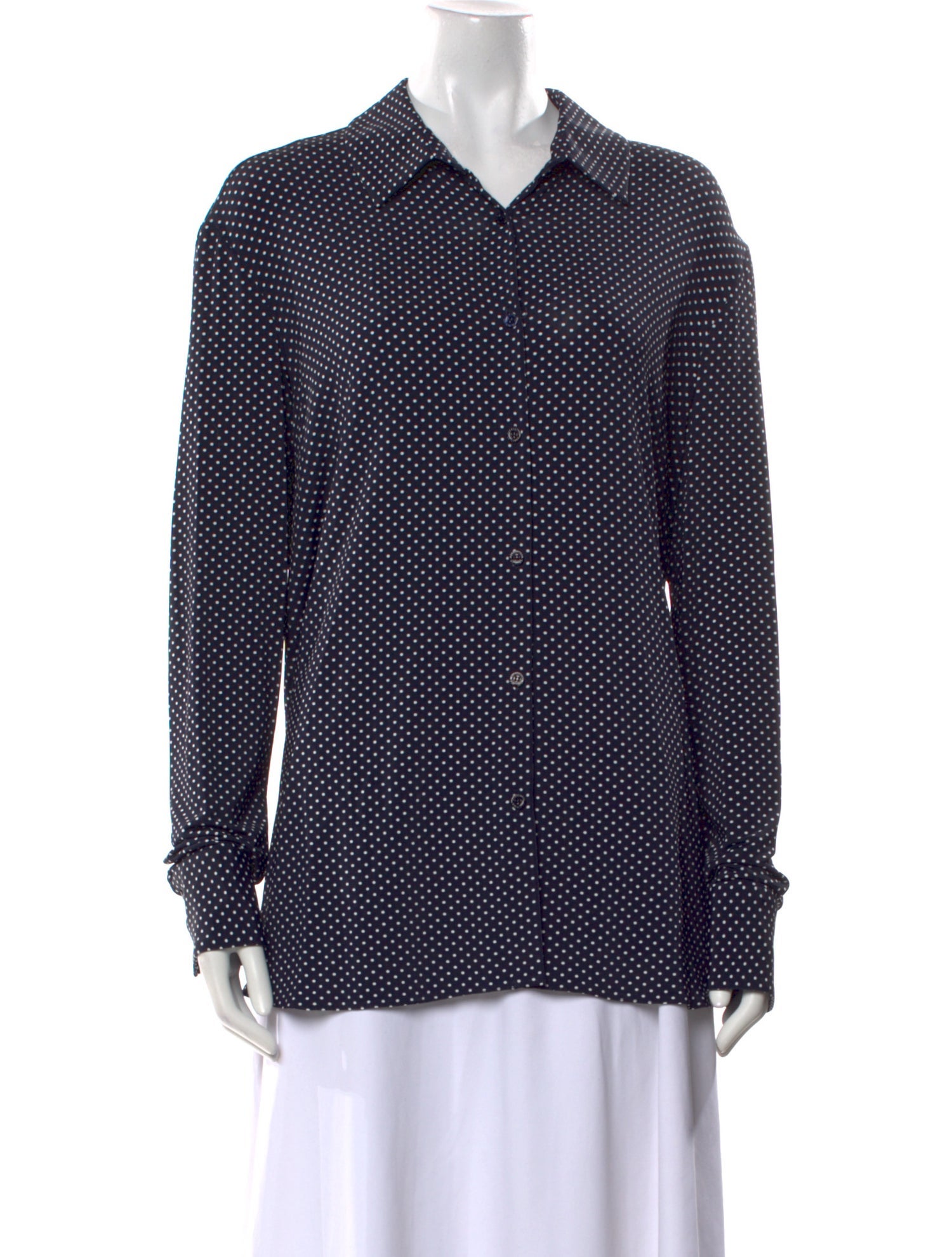 Alexandre Vauthier Silk Polka Dot Print Button-Up Top w/ Tags