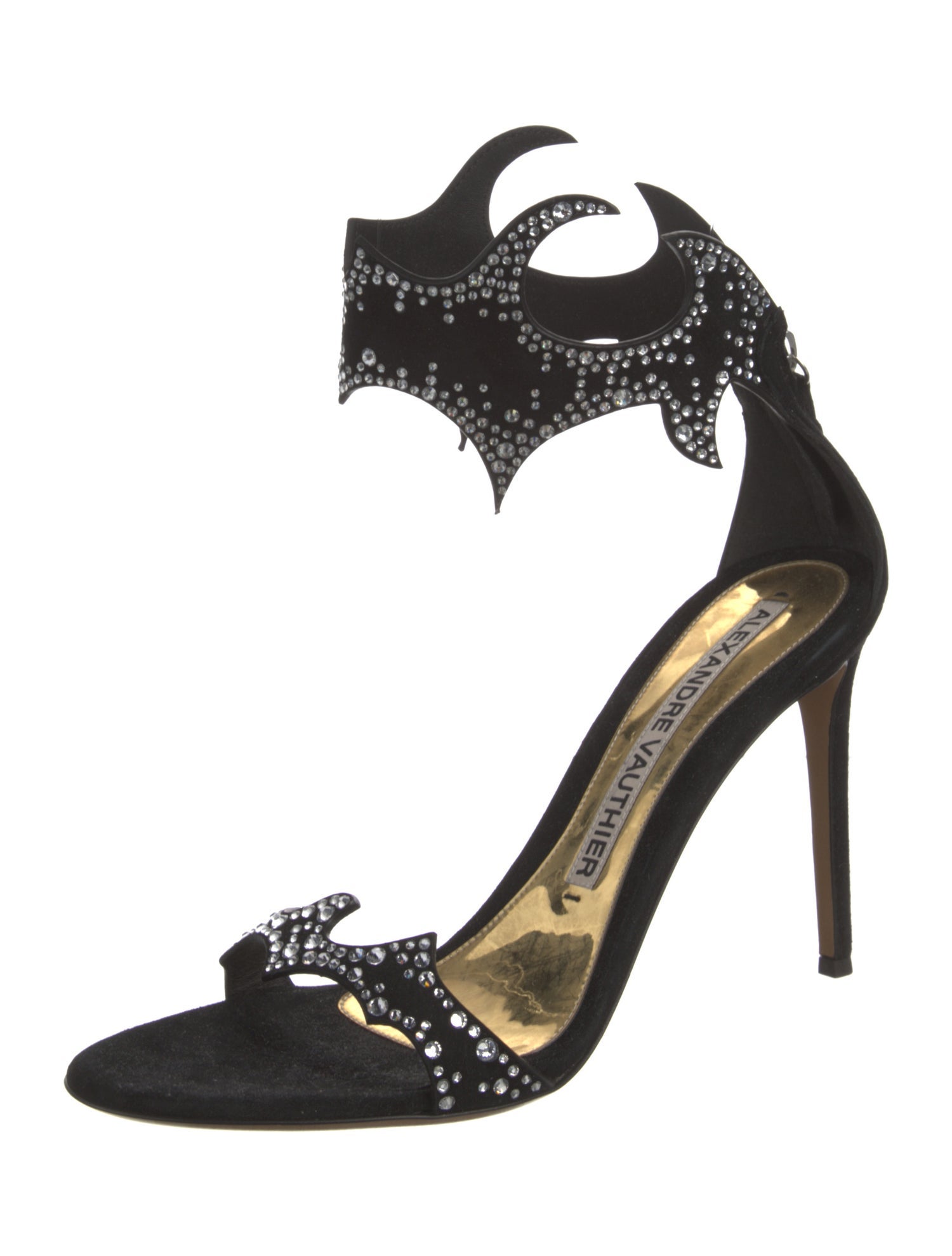 Alexandre Vauthier Suede Crystal Embellishments Sandals w/ Tags