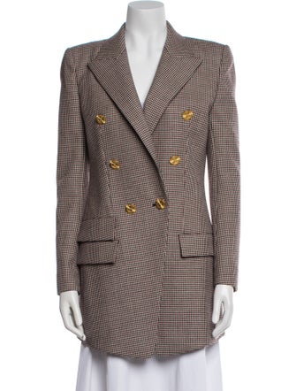 Alexandre Vauthier Wool Houndstooth Print Coat