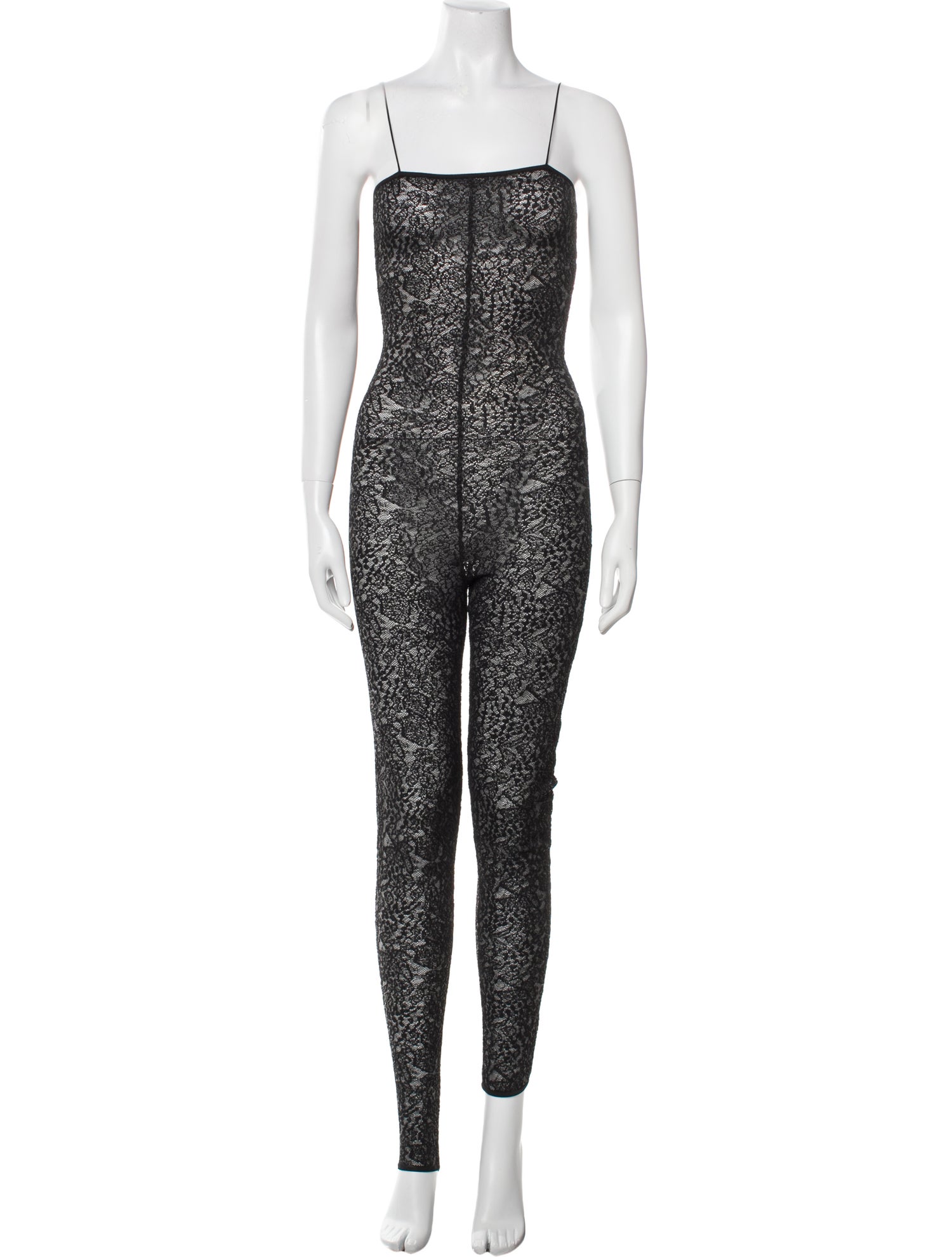 Alexandre Vauthier Lace Pattern Square Neckline Jumpsuit