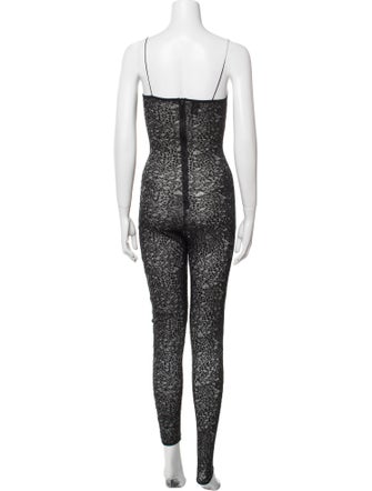 Alexandre Vauthier Lace Pattern Square Neckline Jumpsuit