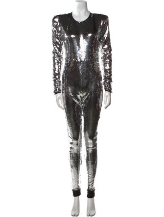 Alexandre Vauthier Sequin Crew Neck Jumpsuit