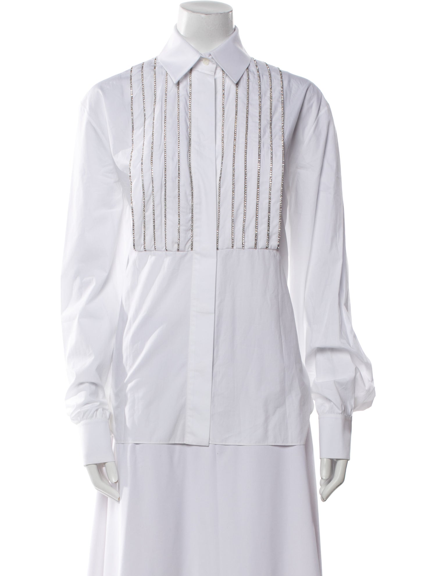 Alexandre Vauthier Striped Long Sleeve Button-Up Top
