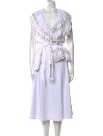 Alexandre Vauthier V-Neck Three-Quarter Sleeve Blouse