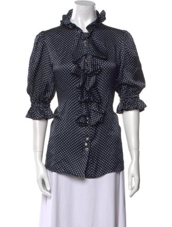Alexandre Vauthier Silk Polka Dot Print Button-Up Top