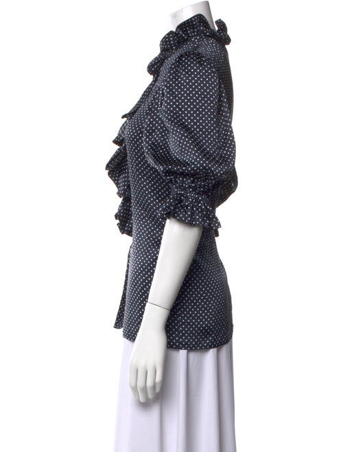 Alexandre Vauthier Silk Polka Dot Print Button-Up Top