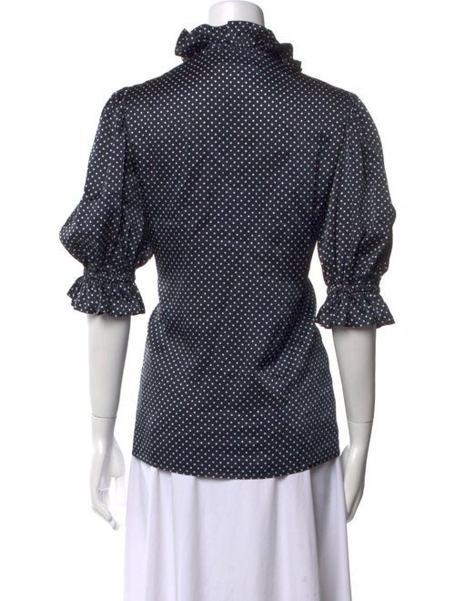 Alexandre Vauthier Silk Polka Dot Print Button-Up Top
