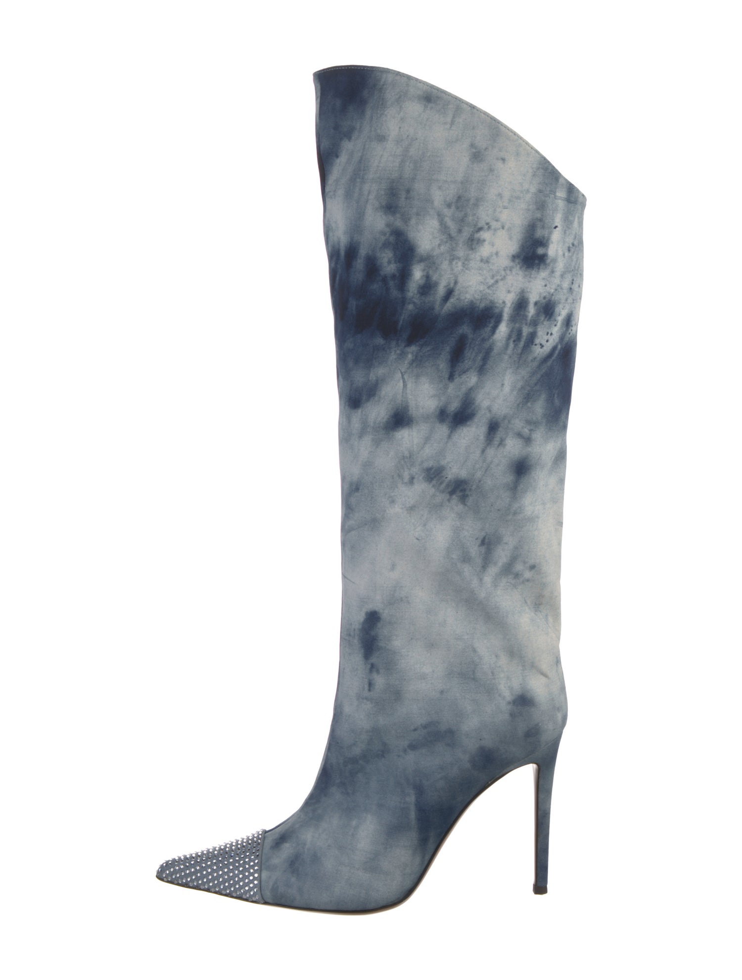 Alexandre Vauthier Denim Tie-Dye Print Boots w/ Tags