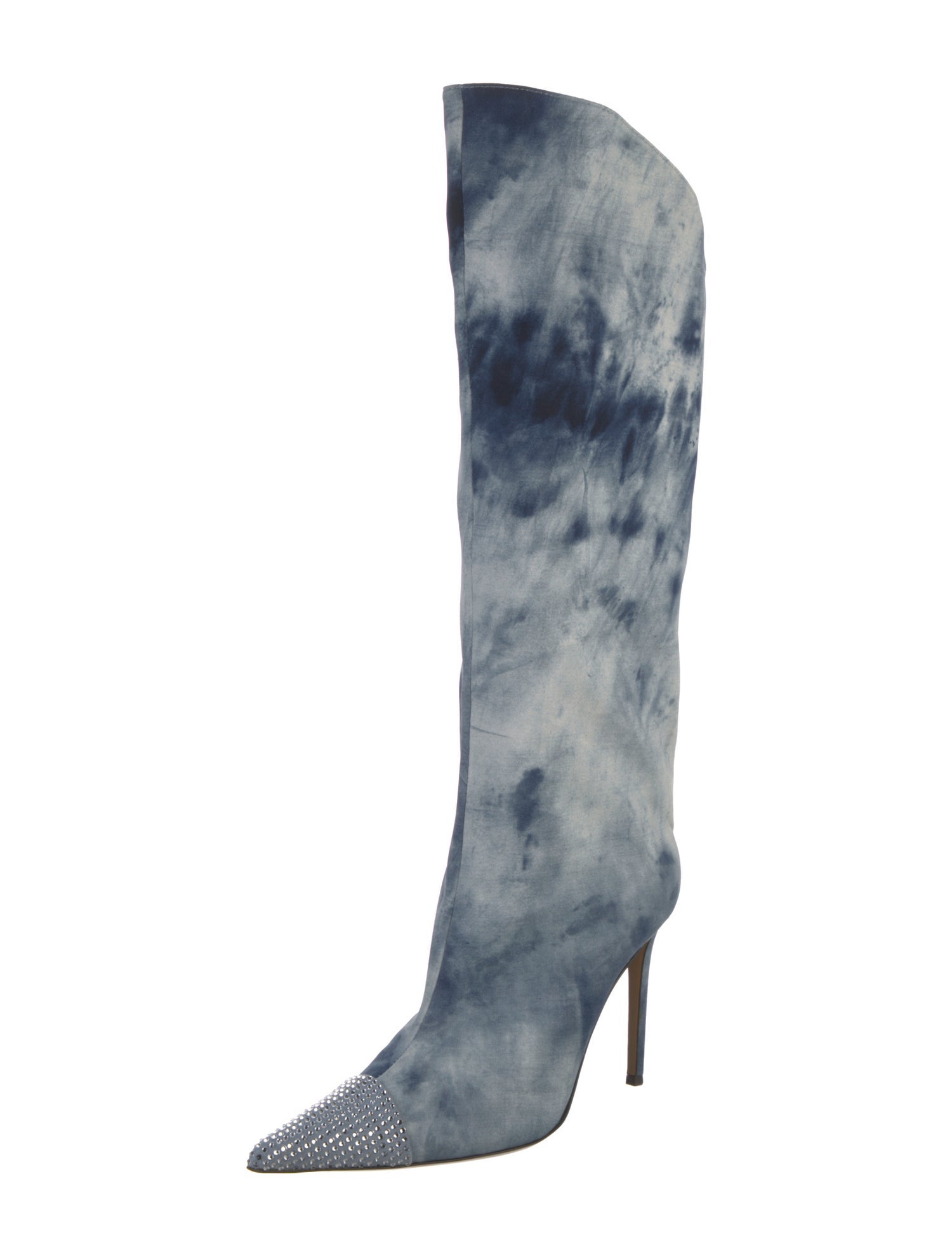 Alexandre Vauthier Denim Tie-Dye Print Boots w/ Tags