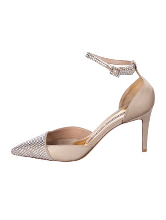 Alexandre Vauthier Satin Crystal Embellishments D'Orsay Pumps