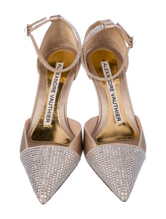 Alexandre Vauthier Satin Crystal Embellishments D'Orsay Pumps