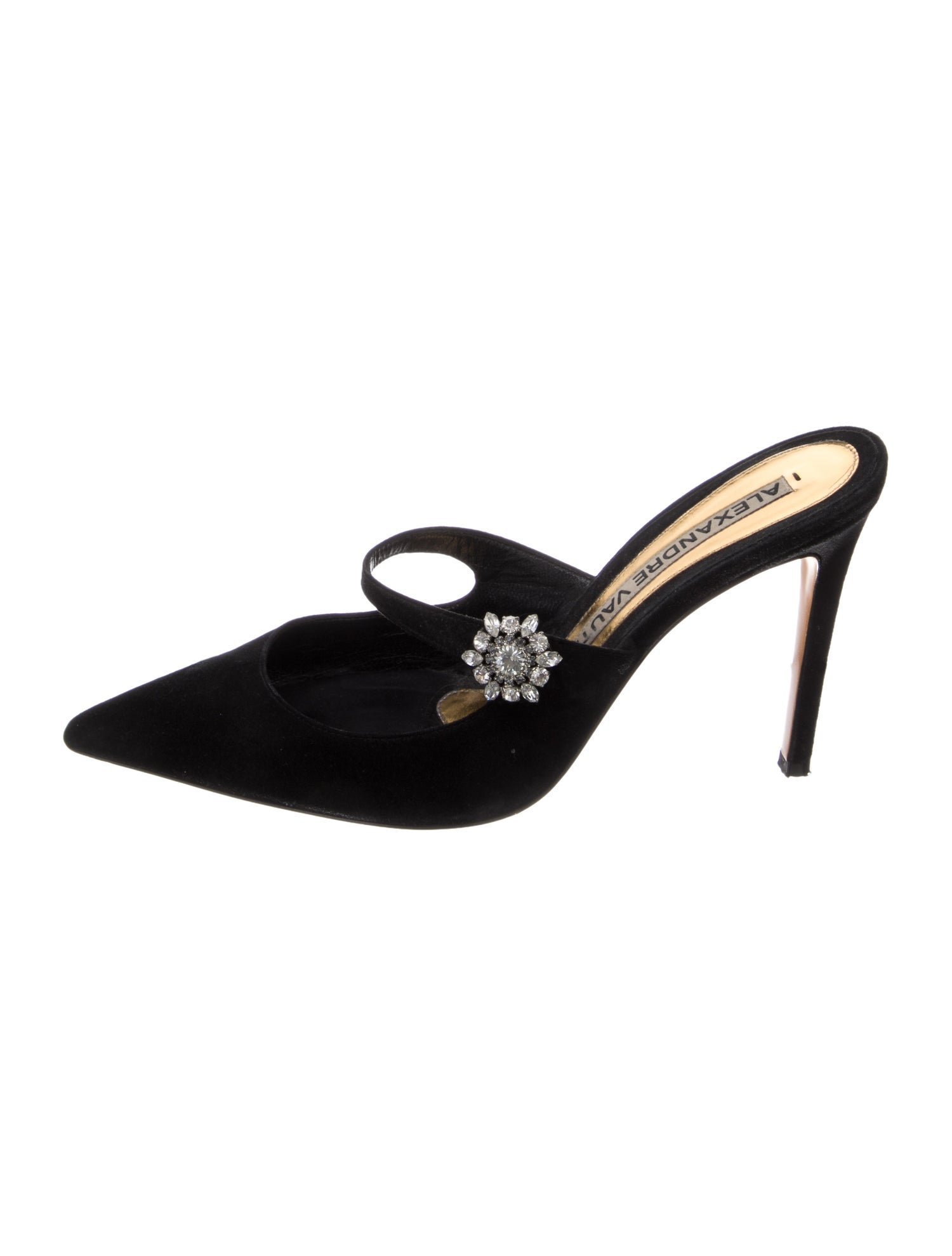 Alexandre Vauthier Suede Crystal Embellishments Mules